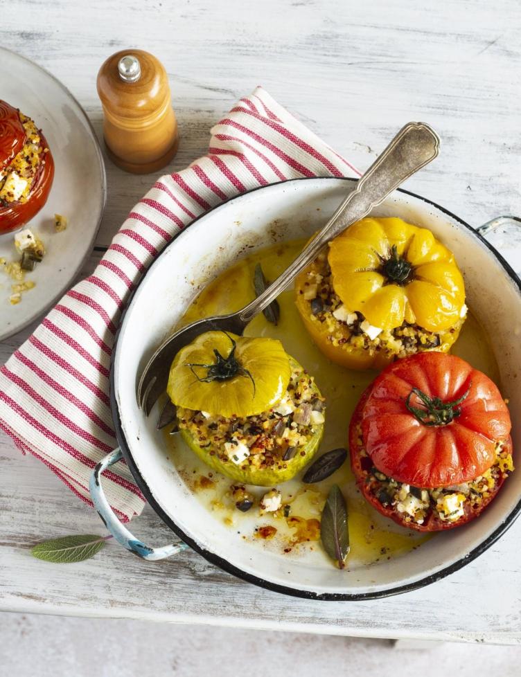 SAVEOL-Tomates farcies au boulgour & quinoa, feta et sauge Carré 