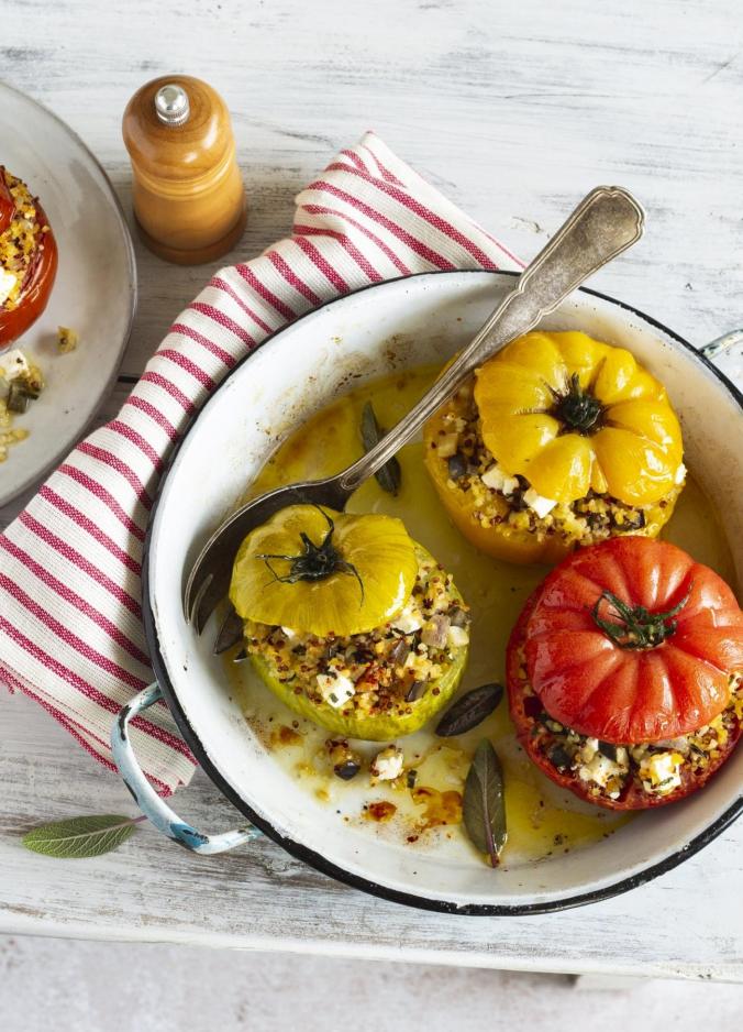 SAVEOL-Tomates farcies au boulgour & quinoa, feta et sauge Carré 